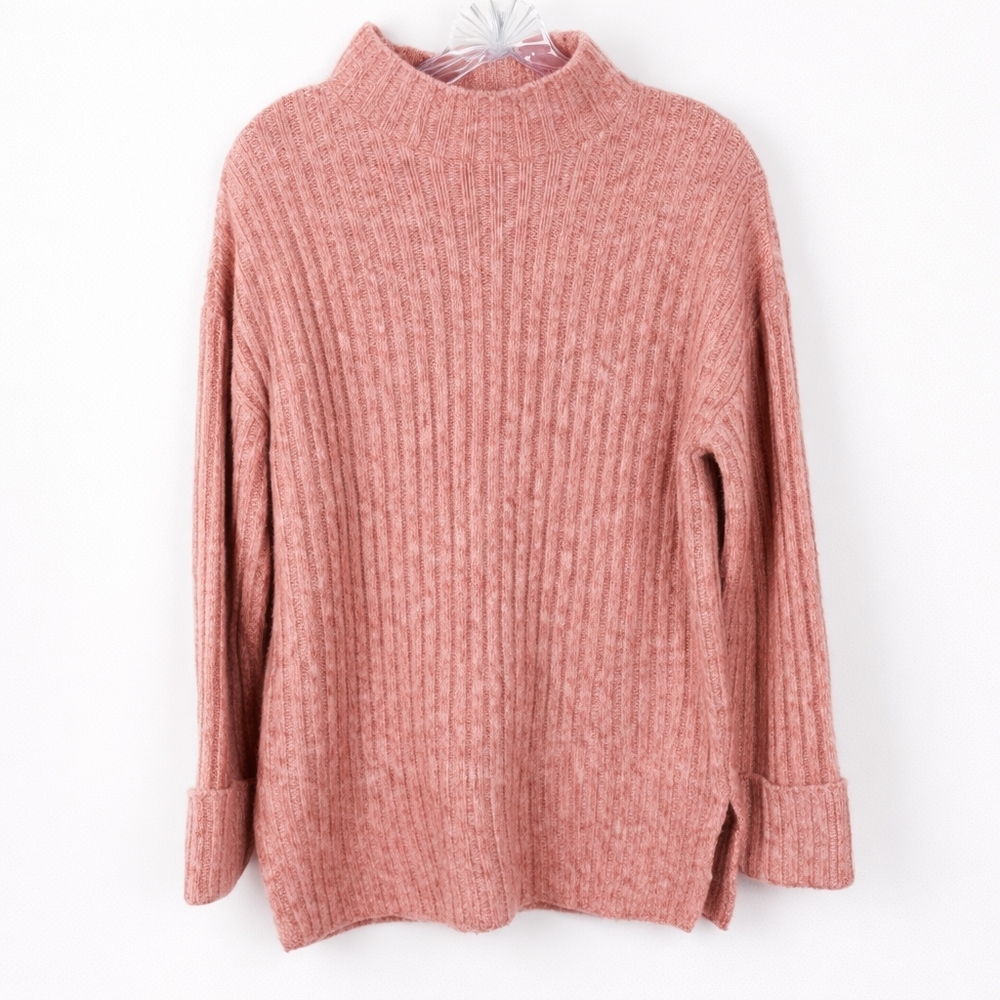 Old Navy Ribbed Mock Neck Sweater Small Pink Cozy Soft Tunic
